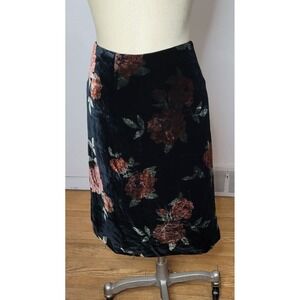 NWT Kate Hill Silk Blend Velvet Burnout Floral Fairy Whimsigoth Midi Skirt Sz 16